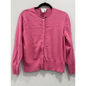 Talbots 100% Pure Wool Pink Button Up Cardigan Sweater, Women's Large Petite